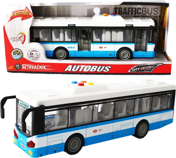 Mestský autobus na zotrvačník so svetlom a zvukom – modrý