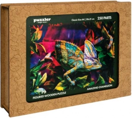 Drevené puzzle Úžasný chameleón 250 dielikov