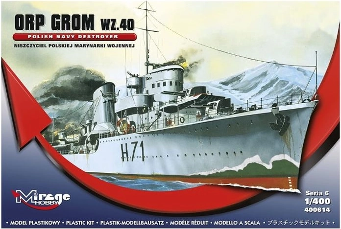 Mirage modelárska stavebnica lode ORP Grom WZ40 S06
