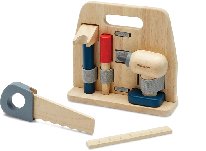 PlanToys drevená sada náradia so stojanom