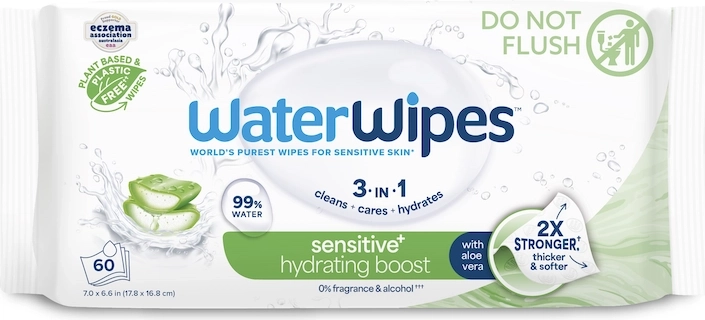 WaterWipes hydratačné vlhčené obrúsky s aloe vera 3 v 1, 60 ks