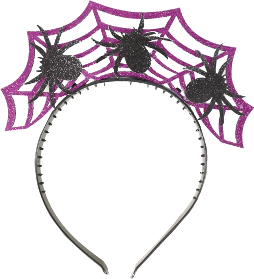 Čelenka Halloween fialová s pavúkom