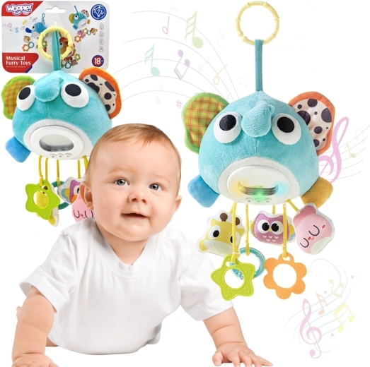 Interaktívny plyšový slon s melódiami a závesnými hračkami WOOPIE