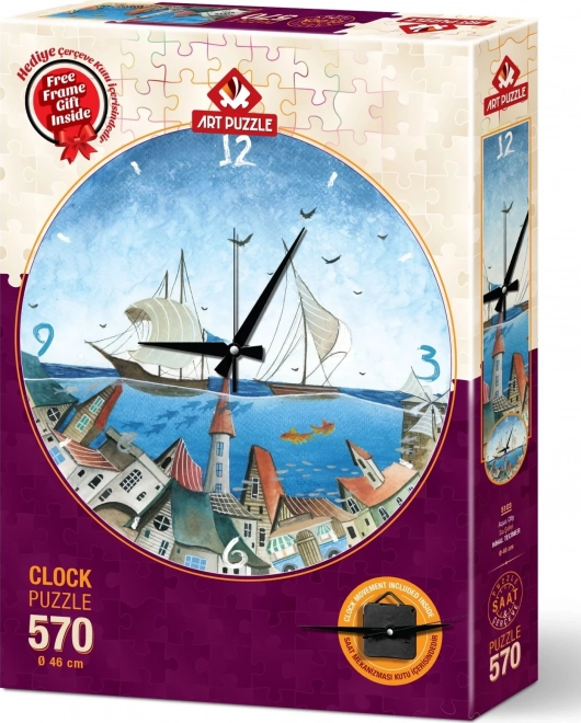 Puzzle hodiny Mesto pod hladinou 570 dielikov s rámom