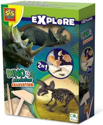 SES Creative Explore dinosauří fosílie 2v1 – triceratops (vykopávky a skladacia kostra)
