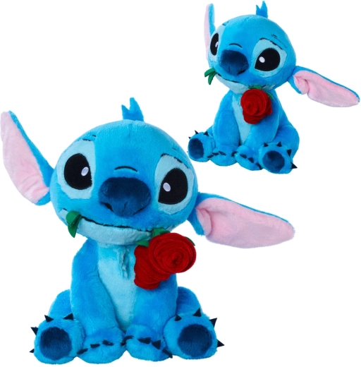 Plyšový Stitch s ružou 25 cm