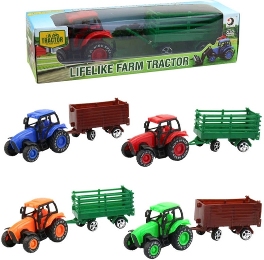 Poľnohospodársky traktor s vlečkou 9 cm v krabičke - 1 kus