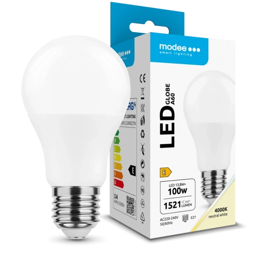 LED žiarovka Globe A60 13,8 W E27 360° 4000 K 1521 lm