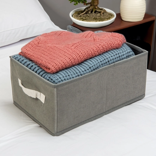 Textilný úložný box sivý 38,5 × 24 × 16,5 cm