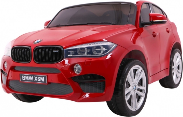 Elektrické autíčko BMW X6 M XXL pre 2 deti, červený lak, diaľkové ovládanie a sedadlo z ekokože