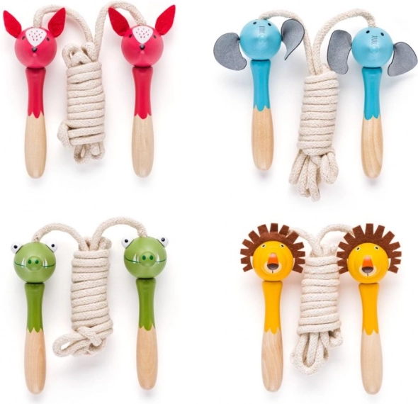 Skákacie šnúry pre deti s drevenými zvieracími rukoväťami
