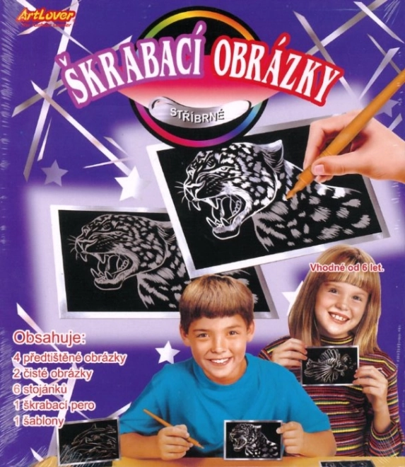ArtLover škrabacie obrázky strieborné – sada 6 ks