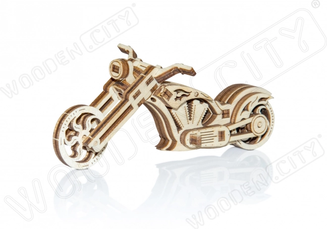 Drevené 3D puzzle motorka CHOPPER – mini model, 22 dielikov