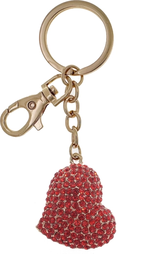 Zlatý prívesok na kľúče s červeným srdcom