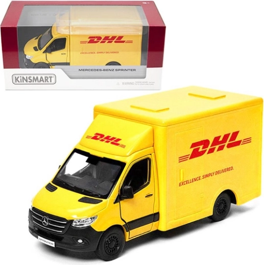 Mercedes‑Benz Sprinter DHL 1:48 kovový model s pohonom Pull Back