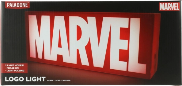 Nočná lampička MARVEL – logo s dvoma svetelnými režimami