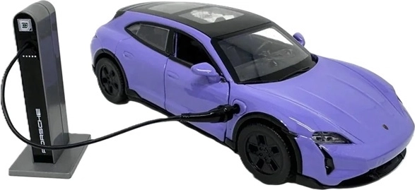 Elektrický model Porsche Taycan Turbo S vo fialovej farbe