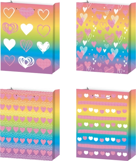 Darčeková taška M s dúhovými srdiečkami