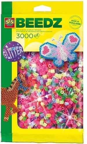 SES Creative zažehľovacie koráliky neónové s glitrami 3000 ks