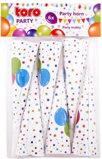 Papierové párty trúbky 19 cm, 6 ks