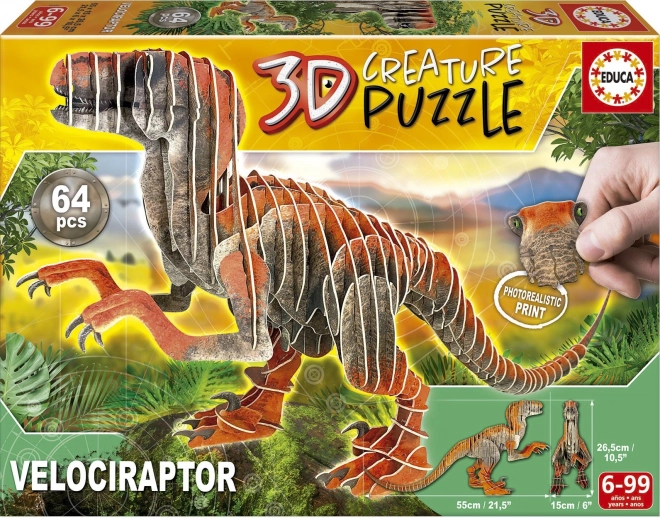 Educa 3D puzzle velociraptor 64 dielikov
