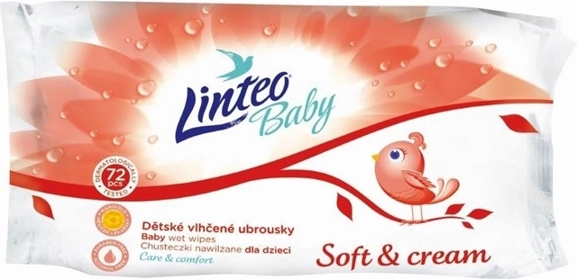 Detské vlhčené obrúsky Linteo Baby Soft and cream 72 ks