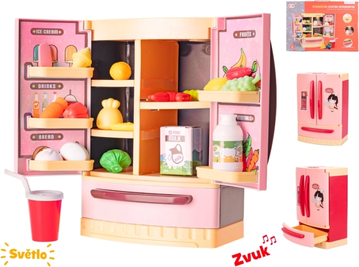 Detská chladnička so svetlom a zvukom, červená, 26 × 18 × 12 cm
