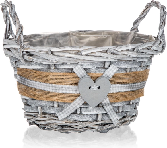 Okrúhly prútený košík s úchytmi GRIS 19 × 11 cm