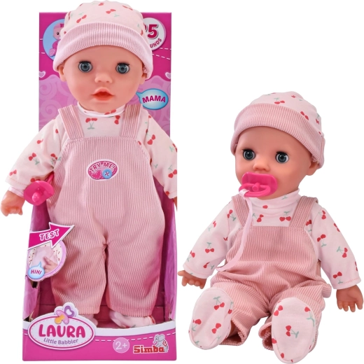 Interaktívna bábika Laura, sladké bľabotajúce bábätko so zvukmi a cumlíkom, 30 cm