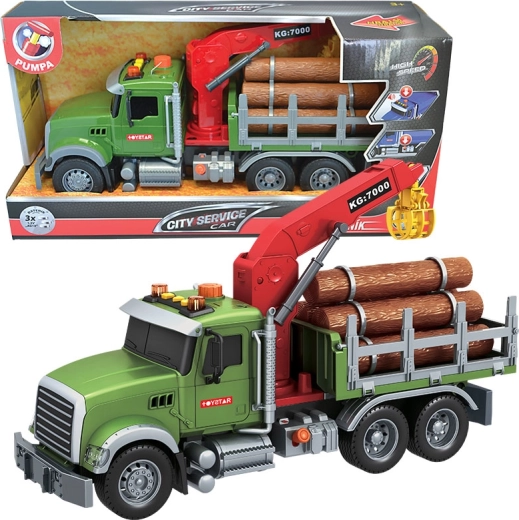 Nákladné auto na prepravu dreva 1:12 so svetlami a zvukmi CITY SERVICE CAR