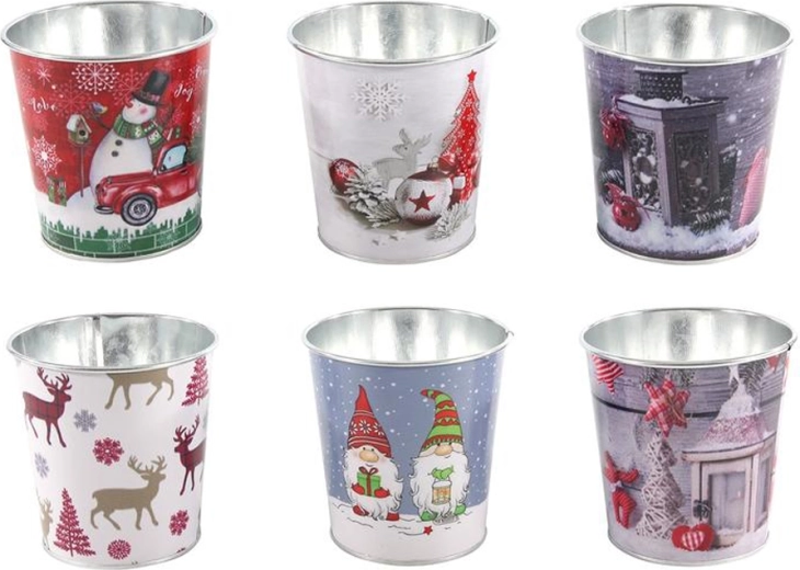 Plechová nádoba s vianočným motívom 10 cm