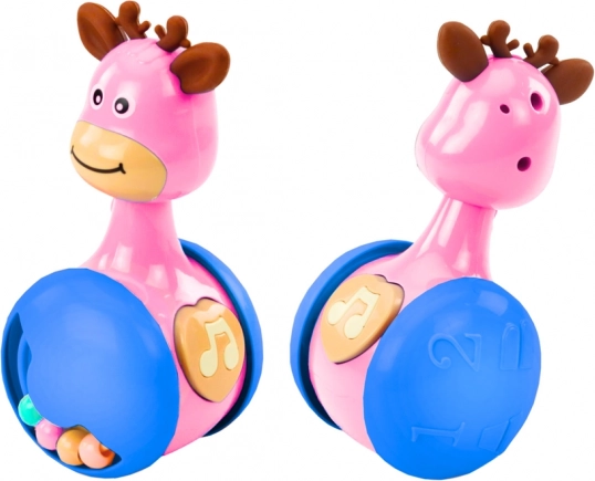 Interaktívna hračka Kolísavý Jeleň s Píšťalkou - Ružový