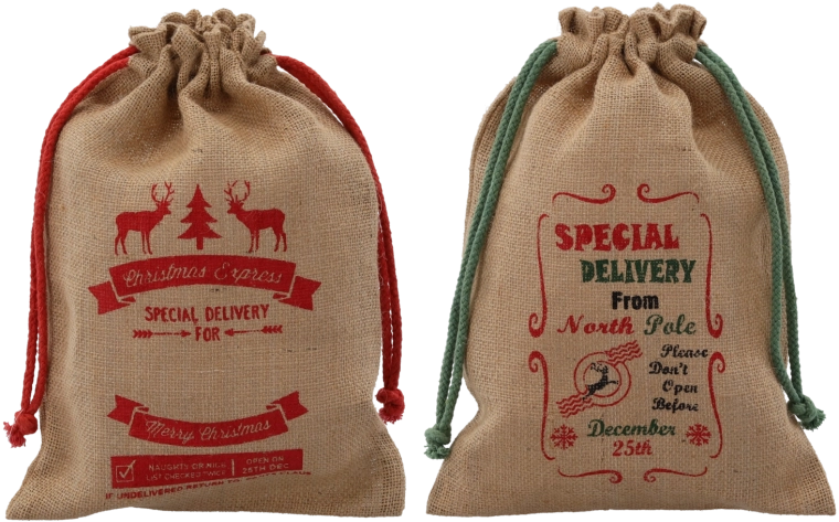 Jutové darčekové vrecúško 28 × 40 cm, mix vzorov, balenie 10 ks