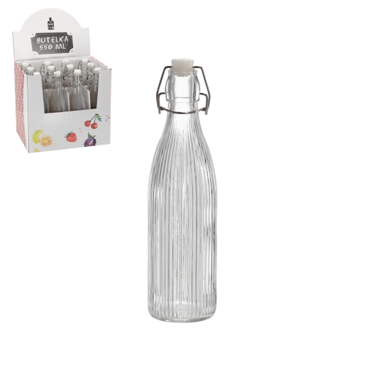Fľaša 550 ml okrúhla s mechanickým uzáverom (12 ks)