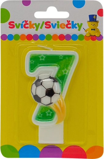 Narodeninová sviečka číslo 7 s futbalovou loptou