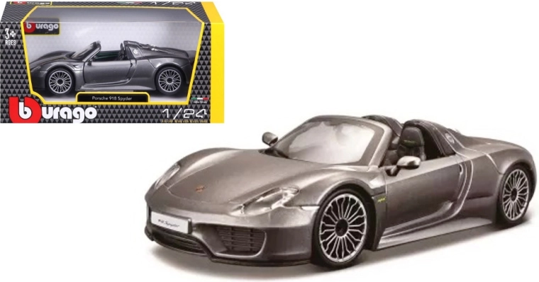Kovový model BBURAGO 1:24 Porsche 918 Spyder – sivý
