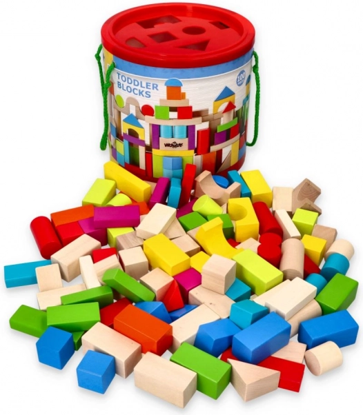 Farebné drevené kocky 100 ks