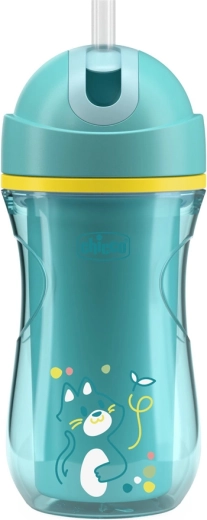 Chicco športový termo hrnček so slamkou, 266 ml, teal, 14m+