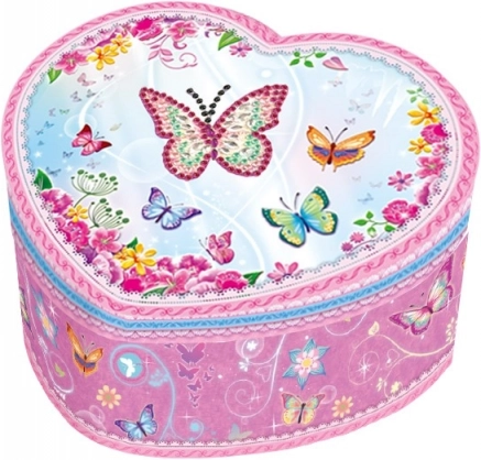 Hudobná šperkovnica srdiečko motýliky