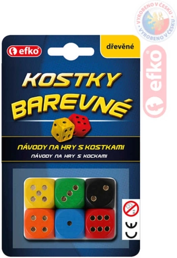 EFKO drevené hracie kocky farebné (6 ks)