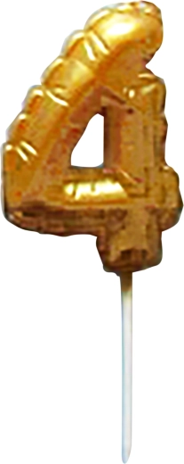 Tortová sviečka číslica 4 zlatá zapichovacia 6 cm