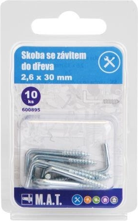 Skoba so závitom do dreva 30 × 2,6 mm, pozink, 10 ks