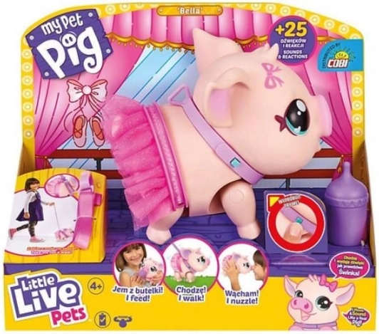 Interaktívne prasiatko Bella Little Live Pets na vodítku
