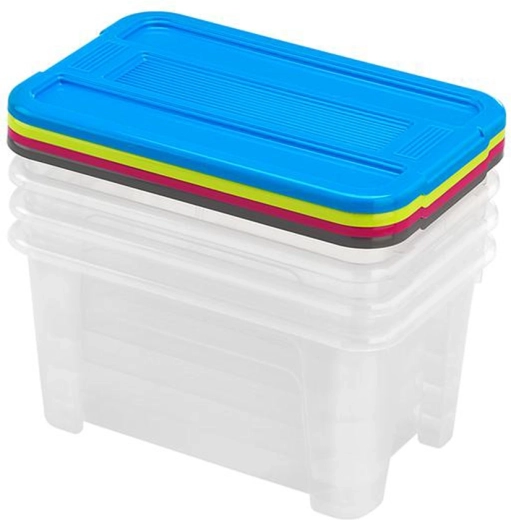 Úložné boxy s vekom 4,5 l – sada 4 ks