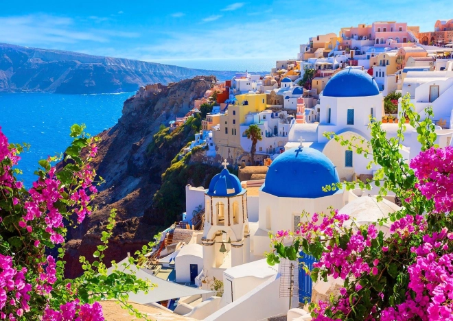 Puzzle Santorini s kvetmi, Grécko 1000 dielikov