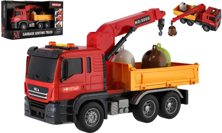 Nákladné auto mestských služieb so žeriavom, svetlom a zvukom 27 cm