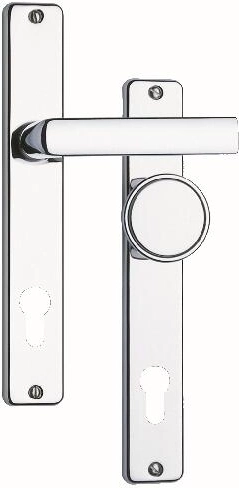 Dverové kovanie – kľučka so štítom a gombíkom 804, rozteč 90 mm, nerez