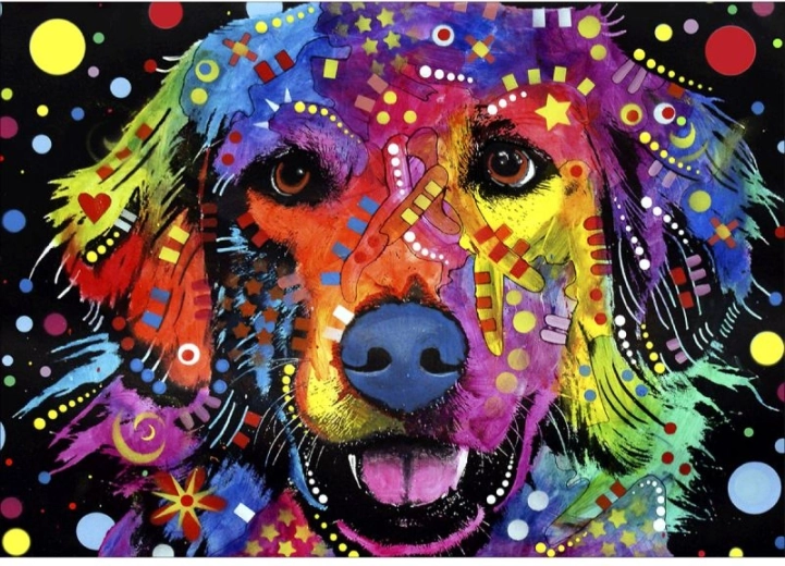 Diamantové vyšívanie (diamond painting) – abstraktný pes 40 × 30 cm - 1 kus