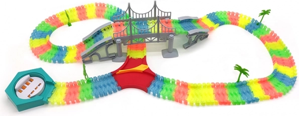 Svieťacia flexibilná autodráha 192 dielikov s LED autíčkom
