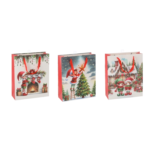 Darčeková taška vianočný elf 26 × 32 × 10 cm